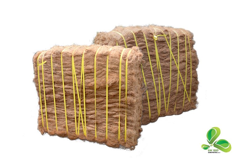 Baled coir fibre for needle-punched geotextiles